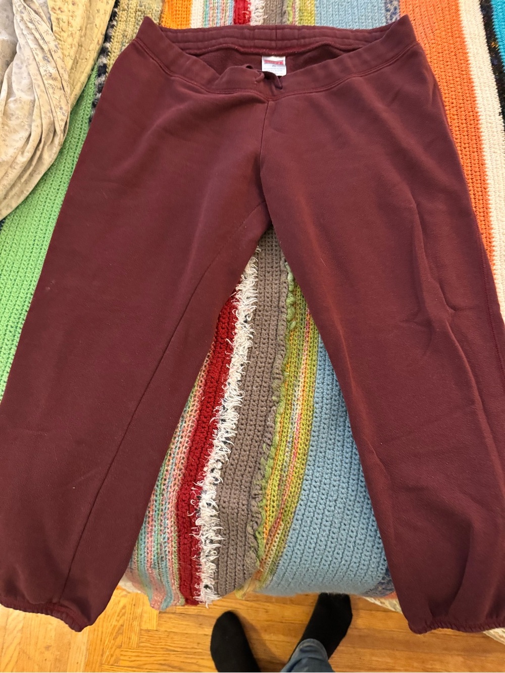 Soffe Burgundy Women's Track Pants - Elastic Cuffed Joggers